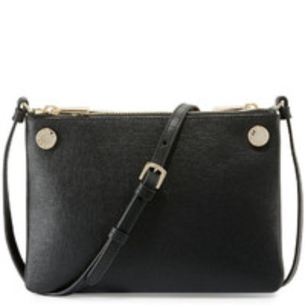 Furla Lilli Double Pouch Onyx Saffiano Leather Crossbody